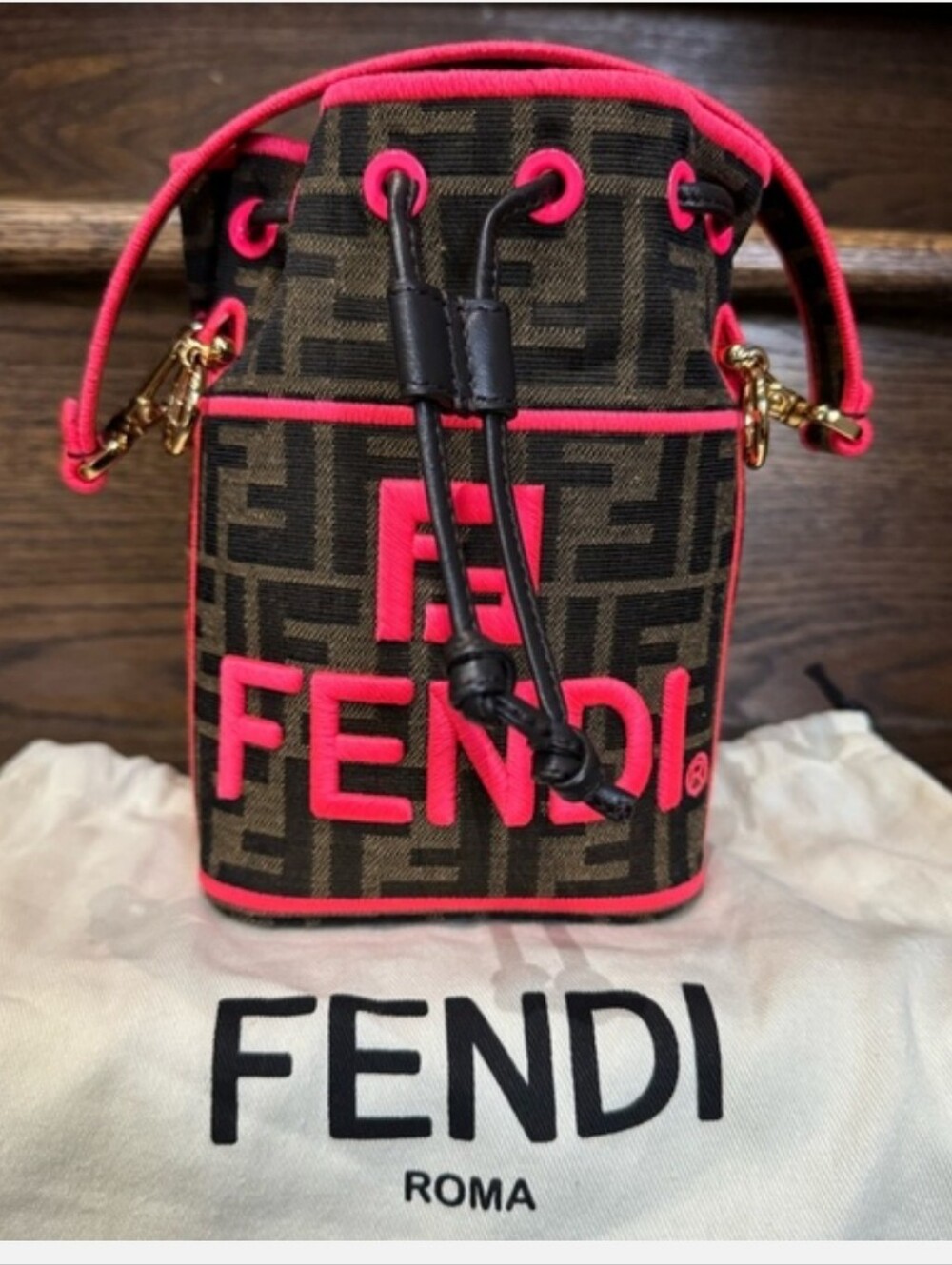 FENDI Canvas Zucca Roma Amor Mon Tresor Bag